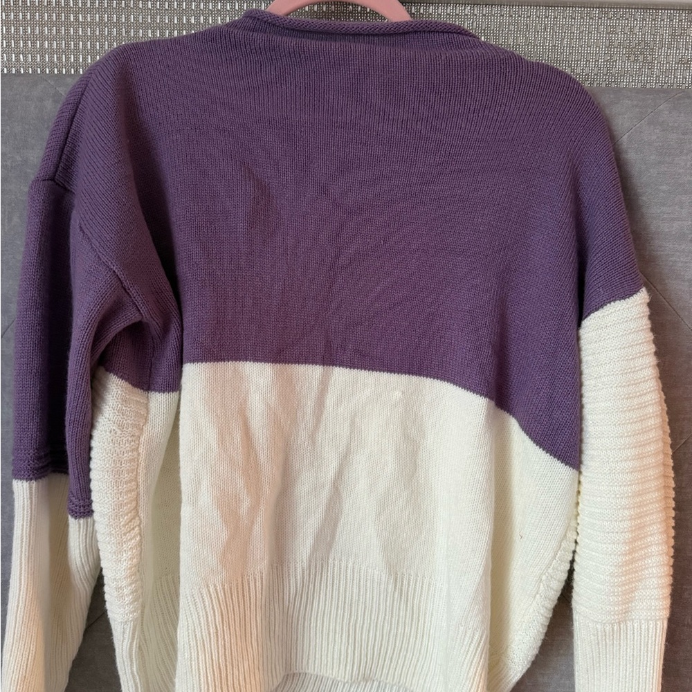 SHEIN Two-Tone Purple and Cream Sweater